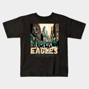 Philadelphia eagles football player graphic design cartoon style beautiful artwork Kids T-Shirt